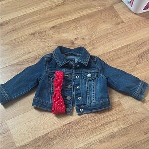 The Children's Place Blue Denim Jacket with Red bow